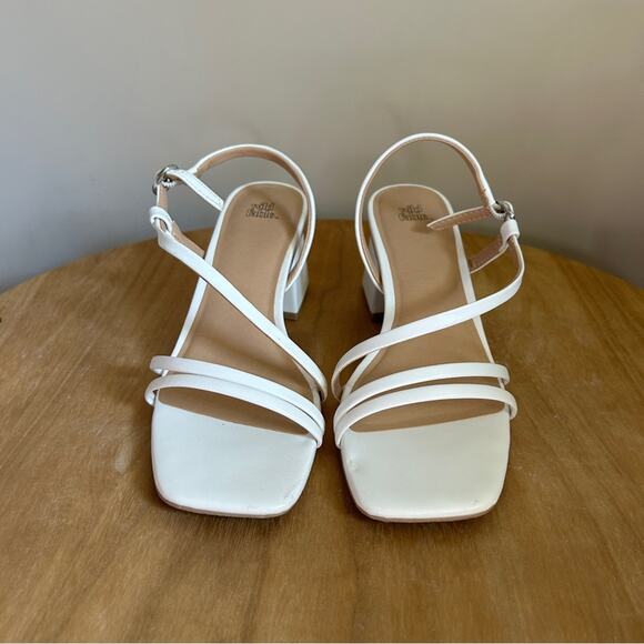 Wild Fable White Strappy Square Toe Block Heel Buckle Strap High Heels Size 6.5 - Picture 2 of 14